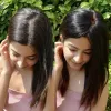 Toppers Silky Straight Skin Silk Base Human Hair Topper for Women with 4 Clips In Hair Topper 2CM PU Around Hair Topper
