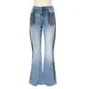 Лучшая цена на эластичные джинсовые женские широкие джинсы с высокой талией для женщин, женские брюки больших размеров