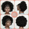 Peruk örgülü peruk sentetik dantel ön peruk örgülü saç perukları siyah kadınlar için çörekler ile afro kinky kıvırcık saç perukları günlük kullanım