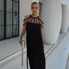 Casual Dresses Soft Halter Neck Dress Elegant Off Shoulder Maxi med flätade remmar för kvinnor Solid Color Strand Sundress