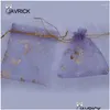 Jewelry Pouches Bags 25Pcs Organza Gift Jewellery Dstring Party Candy 10X12Cm Drop Delivery Packing Display Otzfh