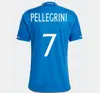 Italien Soccer Jerseys Maglie da Calcio långärmad Pellegrini Chiesa Barella Italia 23 24 Fotbollströjor T Men Set Kids Kit Training Uniform