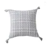 Pillow Cotton Linen Woven Tassels Pillowcase Sofa Decoration Plush Bedroom Living Room Model Square Cover MF800