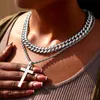 Chains 2Pcs Stainless Steel Rope Chain Christian Cross Necklace Women Men 13MM Metal Cuban Link Punk Hip Hop Jewelry