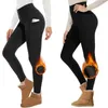 Active Pants Fleece fodrade leggings kvinnor hög midja varm vinteryoga för termisk löpningsträning svart