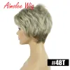 Wigs Short Mix Brown Blonde Wig Human Hair Blend Synthetic Wigs For Black/White Women Natural Wigs for Women Young Ladies