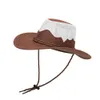 Cowboy tricoté avec cordon de serrage pour hommes, protection solaire d'extérieur, chapeau de plage en paille de Jazz, nouvelle collection printemps et automne