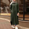 Roupas étnicas Muçulmanas Mulheres Desgaste Multi-Color Manga Longa Camisa Bolso Vestido Casual Robe Formal Abaya Dubai