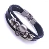 Bracelet en cuir de crâne multicouche pour hommes, brin 2024, mode multicouche pour l'année, bijoux cadeau, vente en gros