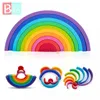 Sorting Nesting Stacking toys Silicone Rainbow Stacker Building Block Education Baby Toy Set 1 Puzzle Montessori Series Game Learning 24323