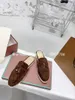 Zapatillas estilo baotou media mujer gamuza de cuero zapatos planos muller cabeza redonda verano caminando casual para mujeres