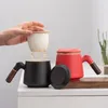 Mugs Ceramic Cup With Lid Tea Separation Filtration Making Wooden Handle Office High-end Chinese Mid Autumn