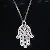 Chains 20pcs Fashion Necklace 42x28mm Hamsa Palm Hand Protection Pendants Short Long Women Men Colar Gift Jewelry Choker