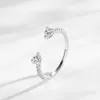 Cluster Rings S925 Silver Full Diamond Droplet Shaped Open Ring For Women In Europe America Light Luxury Instagram