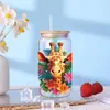 Window Stickers UV DTF Transfer Sticker Animal Blommor för 16oz Libbey Glass Wraps Bottles Cup Can DIY Waterproof Custom DECALS D14174