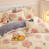 Hiver flanelle corail polaire chaud épais housse de couette simple Double reine roi taille housse de couette Double face velours ensemble de literie 240322