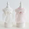 Cão vestuário bowknot laço vestido de malha roupas pequenas fantasia princesa roupas gato doce kawaii moda traje produtos para animais de estimação atacado