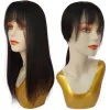 Toppers 150% densitet Silk Base Virgin Human Hair Topper 12x13cm Clip in Hair Toupee European samma längd Håröverlagring med Bangs 5''x5 ''