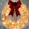 Decorative Flowers Lighted Christmas Wreath With 18.5'' 400LT Warm White LED Metal Lights Frame Covered Champagne Glittering Sequins