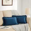 Pillow Inyahome Edge Ruffled Velvet Throw Cover Solid Decorative Case Soft Cozy For Sofa Couch Farmhouse Outdoor Pillows