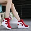 Skor Comemore Sneakers Women Spring 2022 Casual Wedges Black Basket Femme High Top Women's Sports Vulcanize Shoes Platform Boots Red