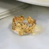 Trendy Zon Vijf Blad Bloem Opening Aanpassen Ringen Voor Vrouwen Mannen 14k Geel Goud Geometrische Koppels Ring Sieraden Versieren Geschenken