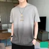Masculino verão na moda marca versátil manga curta camiseta gradiente roupas coreano solto meia tendência superior {categoria}
