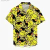 Herren lässige Hemden Lustige Herrenhemd Little Yellow Ente 3D Printed Hawaiian Beach Tops Kurzarm Casual Fashion Bluse Soziales Shirt L240320