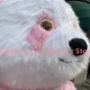 Costumes de mascotte Costume de panda rose géant Iatable pour adultes, mascotte complète, costume gonflable, personnage animal, robe fantaisie pour réunion de famille