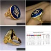 Cluster Rings Victorian Vintage 14K Gold Diamond Ring Unique Blue Rose Flower Enamel Jewelry Bride Engagement Gift For Women Size 7-11 Dhad6