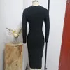 カジュアルドレス女性の長袖アイアンフープホローブラックバンデージドレスセクシーな服