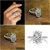 Bagues Vintage ovale coupe 4Ct laboratoire diamant promesse bague de fiançailles pour femmes bijoux livraison directe Dhhfr