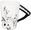 Mugs Music Mug With Piano-Shaped Handle Porcelain Musical Note