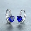 Boucles d'oreilles pendantes en forme de cœur CZ bleu pour femmes, accessoires de mariage simples et élégants, couleur argent, mode polyvalent, bijoux d'oreille, cadeau