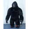 Mascottekostuums 2,2 m Iatable zwarte gorilla mascottekostuum echte harige King Kong opblaaskostuum voor Halloween karakter fancy dress