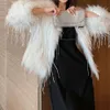 Inverno nova versão coreana silhueta fina cabelo de raposa malha borla casaco curto de pele de guaxinim feminino
