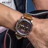 MEGIR Neue Top Band Uhren Männer Militär Sport Braun Leder Quarz Armbanduhr Luxus Trommel Roller relogio masculino 2137 210329279H