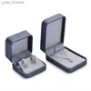 Boîtes à bijoux MISHITU magnifique boîte à bagues gris bleu boîte-cadeau en cuir pour proposition de mariage étui de rangement de bijoux pour collier pendentif boucle d'oreille L240323