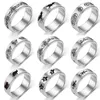 8MM Druck Drachen Katze Spinning Angst Designer Band Ring für Frauen Männer Ringe Edelstahl Anti Stress Ring drehen Geschenk