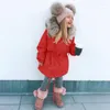 Down Coat Winter Thin Cotton Jackets Barn Baby Girl Clothes Warm Hooded Clothing Long For Kids Casual Fashion Outerwear Girls