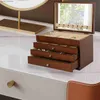 Schmuckschatullen, 4-stufige Holzkiste mit Drers-Spiegel, Samtfutter, elegantes Etui, große Cacity-Holzschmuck-Aufbewahrungsbox L240323