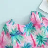 Women's Swimwear Baby Girl Long Sleeve Swimsuit V Neck Front Knotted Tree Flower Rash Guard Infant Toddler Little Bathing Suit