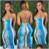 Vestidos Casuais Básicos Sundresses Mulheres Verão 2023 Backless Spaghetti Strap Imprimir Sun Dress para Mulher Rua Y Midi Apertado Bod Dhmn4