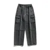 Jeans da uomo Hip-Hop Baggy Primavera e Autunno Split Splicing Lavato Cargo Moda Strada giapponese Pantaloni dritti Abbigliamento da uomo