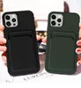 Titular Slot de Cartão Líquido Silicone Soft Phone Cases para iPhone 14 13 12 11 Pro Max Mini XR XS X 8 7 6 Plus Pure Color TPU Case Cover1