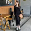 Casual Dresses Autumn and Winter Korean Fashion Stripe Sticke Dress Women's Long Sleeve Loose Straight Tassel