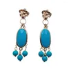 Stud Oorbellen YYGEM 13x22mm Blauw Turquoise Dangle Verguld Boho Leuk cadeau voor vrouwen