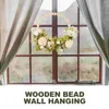 Dekorativa blommor faux trä pärla girland hänge dörr hängande dekor växt dekorera vintage skylt bondgård siden tyg krans för vägg