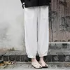 Damesbroeken van katoen en linnen Lantaarn Zomer loszittende legging Casual voor dames Slanke effen kleur Eenvoudige artistieke broek