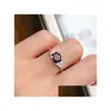 Solitaire Ring Engagement Womens 925 Pure Sier Natural Garnet Ruby Daily Leisure Jewelry Drop Delivery Dheh4